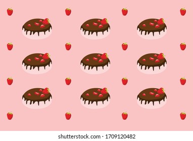 Fresh strawberry chocolate topper vector image