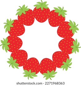 Fresh strawberry circle blank frame
