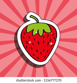 fresh strawberry delicious fruit drawing sticker image