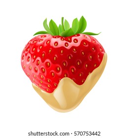 Fresh Strawberry Dipped in White Chocolate Fondue for Creative Design Idea