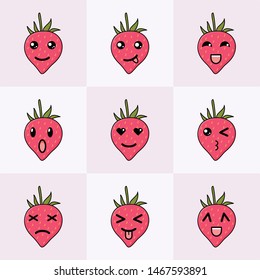 Fresh Strawberry Fruit Element Set Illustration