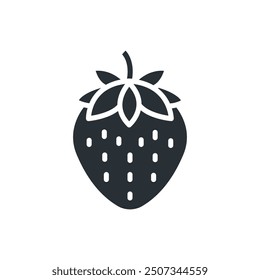 Fresh strawberry fruit flat icon. Isolated vector illustration.