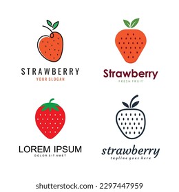 Ilustración del vector de diseño del logotipo de fresa. Para Emblem, Logo o Badge.