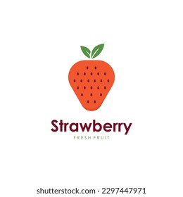 Fresh Strawberry Fruit Logo Design Vector illustration. For Emblem, Logo or Badge.