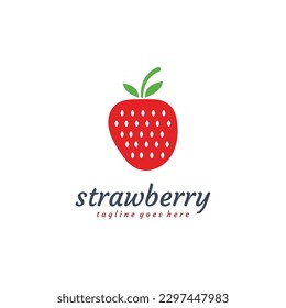 Fresh Strawberry Fruit Logo Design Vector illustration. For Emblem, Logo or Badge.