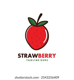 Fresh Strawberry Fruit Logo Design Vector illustration. For Emblem, Logo or Badge.