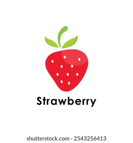 Fresh Strawberry Fruit Logo Design Vector illustration. For Emblem, Logo or Badge.