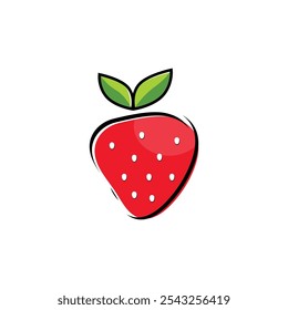 Fresh Strawberry Fruit Logo Design Vector illustration. For Emblem, Logo or Badge.