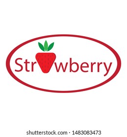 fresh strawberry fruit logo vector