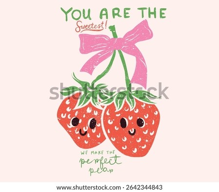 Fresh strawberry fruit print. You are so berry sweet. Eat more strawberry. Sweet berry fruit club print design.	