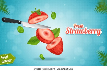 Fruto de fresa Fresca Grasas ilustraciones vectoriales sobre fondo azul