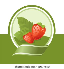  Fresh Strawberry Illustration, Vector Label