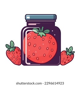 Fresh strawberry jar, a sweet summer snack isolated