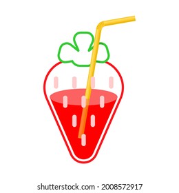 Fresh strawberry juice with Beverage tube. vector illustration