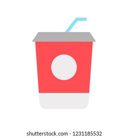 fresh strawberry juice glass beverage flat design icon.