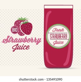 Fresh Strawberry Juice Vector Illustration in Retro Style