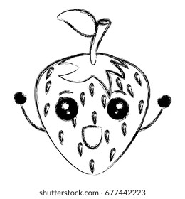 fresh strawberry kawaii character