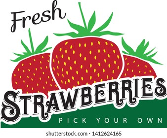 Fresh Strawberry Logo Strawberry Picking Strawberry Stock Vector ...