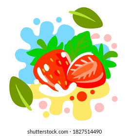 fresh Strawberry on color abstract background