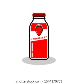 FRESH strawberry IN PACKAGING BOTTLE.Vector illustration. Flat design style
