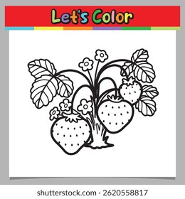 Fresh strawberry plant coloring sheet vector