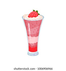 Fresh strawberry smoothie in glass,healthy nutritious food cartoon vector Illustration