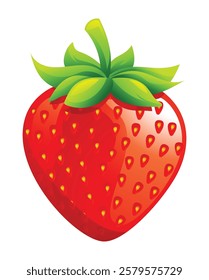 Fresh strawberry vector cartoon illustration isolated on white background