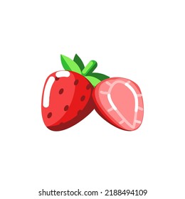 ilustración vectorial de fresa fresca, vectores de frutas de color plano