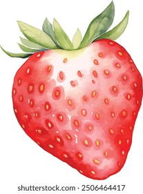 Fresh strawberry watercolor fruit hand painted. Vegetable red fruit summer isolated on white background. Red berry fruit  vector illustration