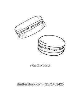 Macarons recién rellenos bollería con fondo blanco y negro

