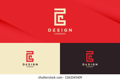 Fresh and stylish Logo design on Red background with different colour variations. Letter E vector logotype for your company. 