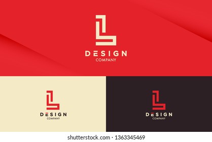 Fresh and stylish Logo design on Red background with different colour variations. Letter L vector logotype for your company. 