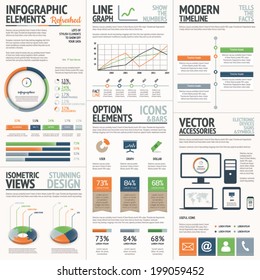 Fresh and stylish orange and green vector infographics elements