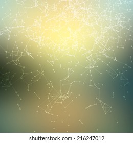 Fresh summer abstract background. Connecting dots with lines