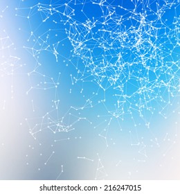 Fresh summer abstract background. Connecting dots with lines
