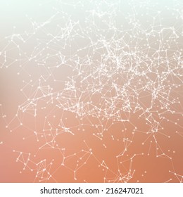 Fresh summer abstract background. Connecting dots with lines