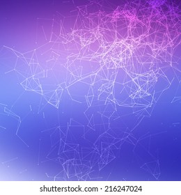 Fresh summer abstract background. Connecting dots with lines