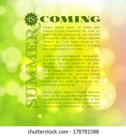 Fresh summer bokeh background, vector