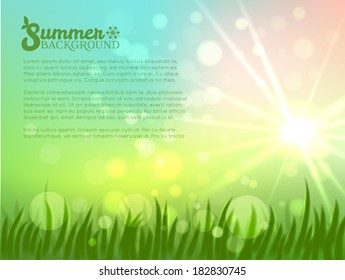 Fresh summer bokeh background, vector