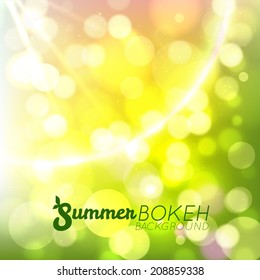 Fresh summer bokeh background, vector