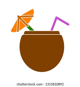 fresh summer cocktail juice coconut, cocktail juice illustration isolated - fresh drink sign symbol