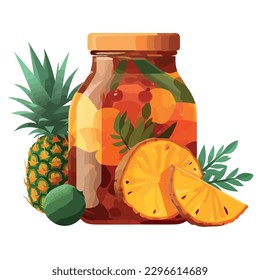 Fresh summer cocktail in pineapple jar design isolated