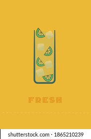 Bebida de verano fresca con hielo y limón