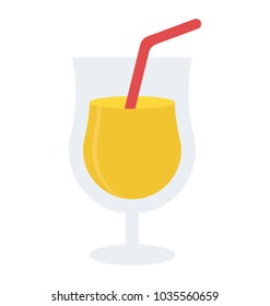 A fresh summer drink, martini in glass and straw