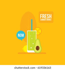 Fresh summer drink Smoothie Juice Cocktail with fruits