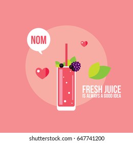 Fresh summer drink Smoothie Juice Cocktail with fruits and berries