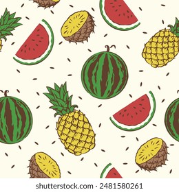 Fresh Summer fruit Seamless Pattern Illustration