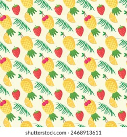 Fresh Summer Fruits Seamless Vector Pattern Design