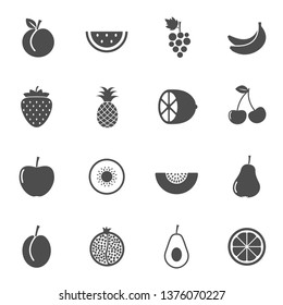 fresh summer fruits vector icons set isolated on white background. summer season food concept. summer fruits flat icons for web and ui design