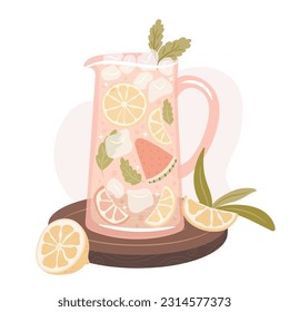 Limonada helada de verano. Ilustración del vector